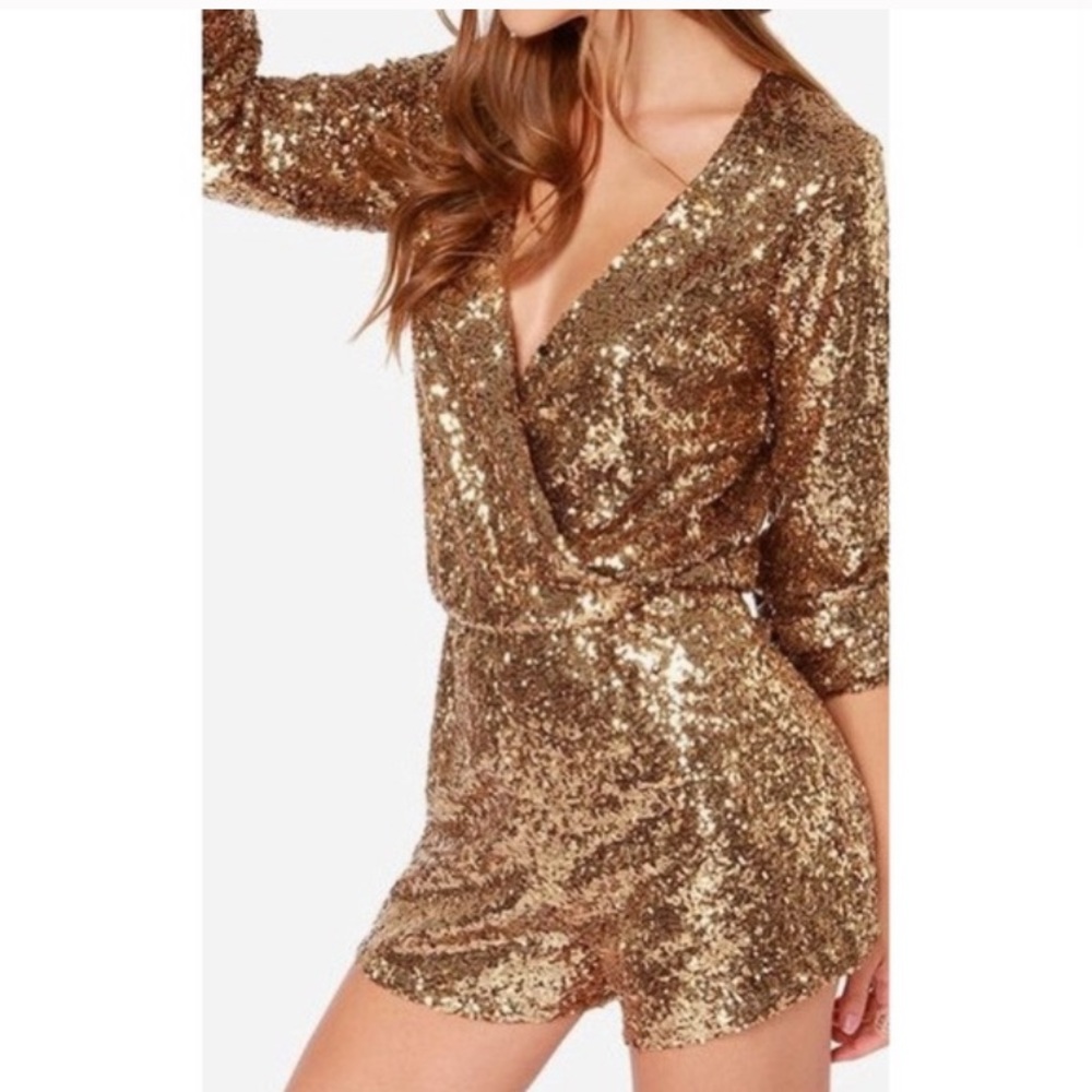 Gold sequin romper